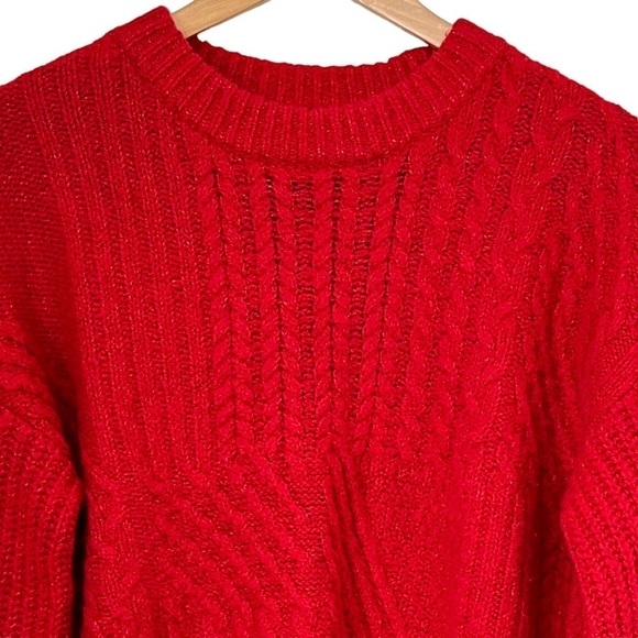 Old Navy Red Oversized Chunky Cropped Sweater Size Small - Picture 4 of 12